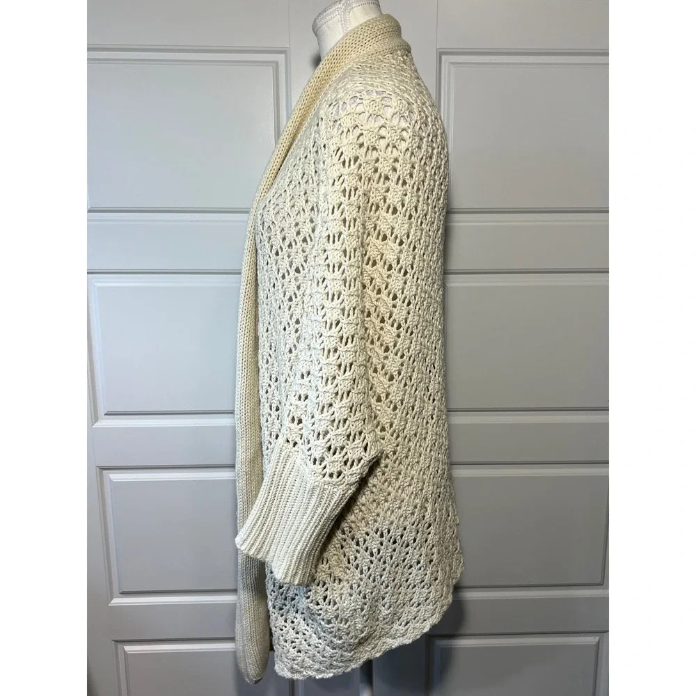 Lucky Brand Cream‎ Open Knit Longline Cardigan Sweater LXL